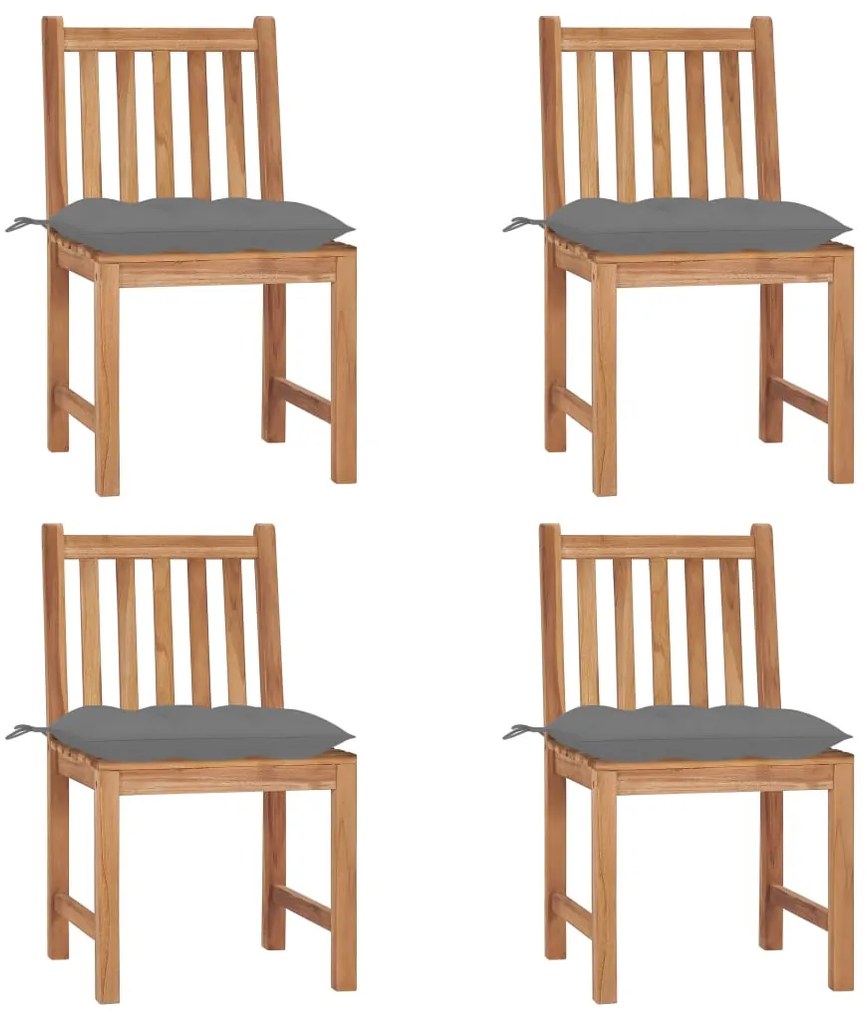 vidaXL Καρέκλες Κήπου 4 τεμ. από Μασίφ Ξύλο Teak με Μαξιλάρια