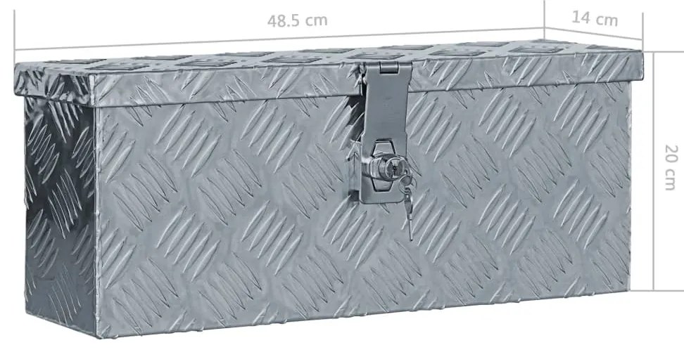 vidaXL Κουτί Αποθήκευσης Ασημί 48,5 x 14 x 20 εκ. Αλουμινίου
