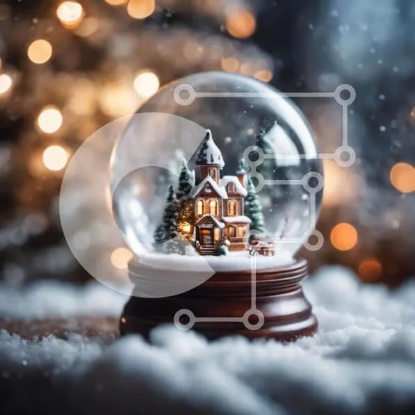Intra Συλλεκτικό Ξύλινο Παζλ Plywood  4mm - Snow Globe με διακοσμητικό σπίτι για διακόσμηση διακοπών Σε Ξύλινο Κουτί - Διαστάσεις: 10x10 cm – 25 κομμάτια