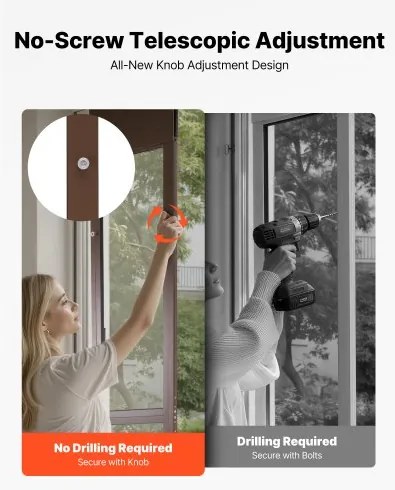 VEVOR Dog Door for Sliding Glass Door, 1927 mm to 2040 mm Adjustable Height, Aluminum Alloy Frame with Rotating Hinges, Lock Design, 260.4 x 412.8 mm Flap, Sliding Glass Pet Door for Renters