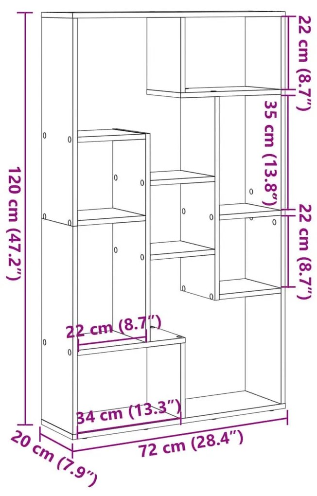 Βιβλιοθήκη Μαύρη 72x20x120 εκ. από Επεξεργασμένο Ξύλο - Μαύρο