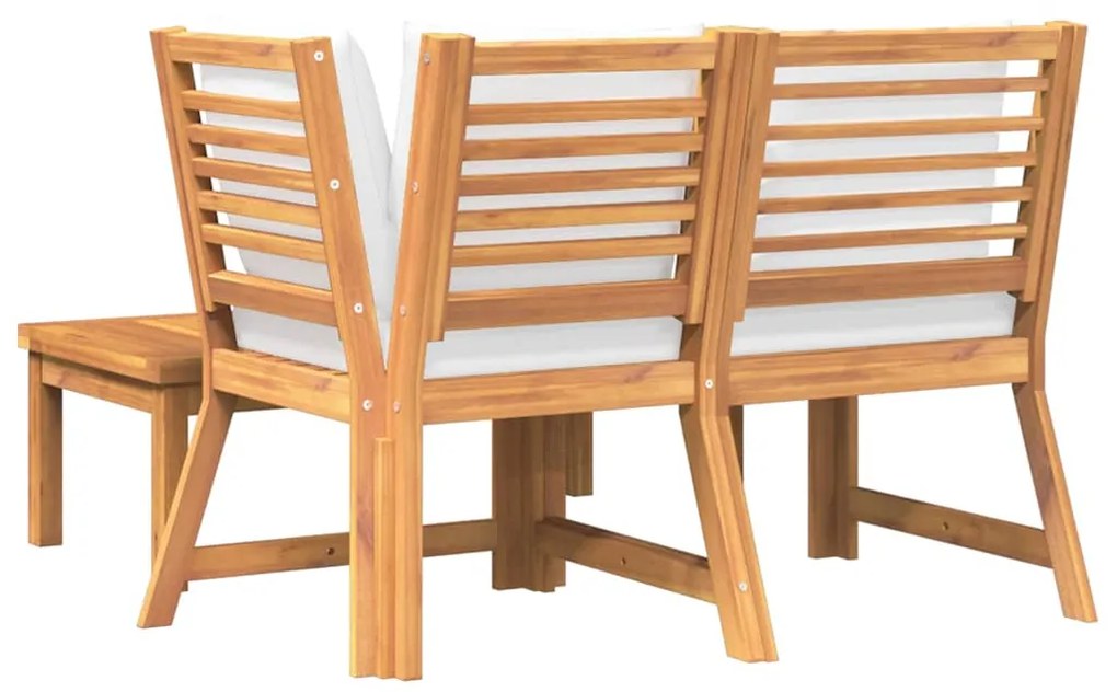 vidaXL Σαλόνι Κήπου 3 τεμ. από Μασίφ Ξύλο Ακακίας με Κρεμ Μαξιλάρια