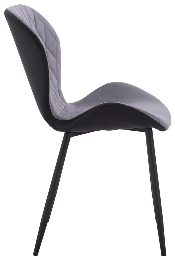 Καρέκλα ADALYN C8729.01 με PU Μαύρο kai Βελούδο Γκρί 51x58x82Υ εκ. 2αδα 51x58x82 εκ.