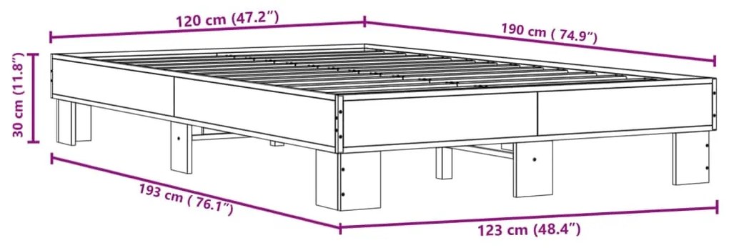 ΠΛΑΙΣΙΟ ΚΡΕΒΑΤΙΟΥ ΜΑΥΡΟ 120X190 ΕΚ. ΕΠΕΞ. ΞΥΛΟ &amp; ΜΕΤΑΛΛΟ 845887