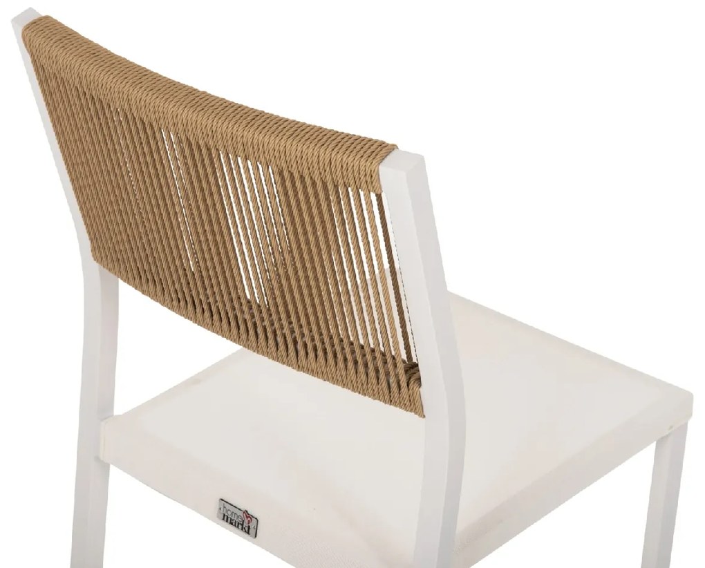 ΚΑΡΕΚΛΑ ΑΛΟΥΜΙΝΙΟΥ ΛΕΥΚΗ ΜΠΕΖ RATTAN &amp; TEXTLINE HM5921.02 46x55,5x83Yεκ.