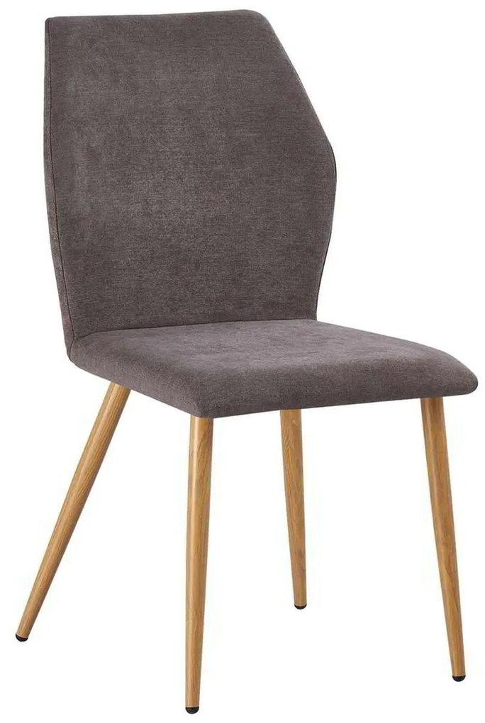 Καρέκλα Μεταλλική LETO Βαφή Φυσικό/Ύφασμα Grey Brown 49x59x90cm (Σετ 4 ΤΕΜ)