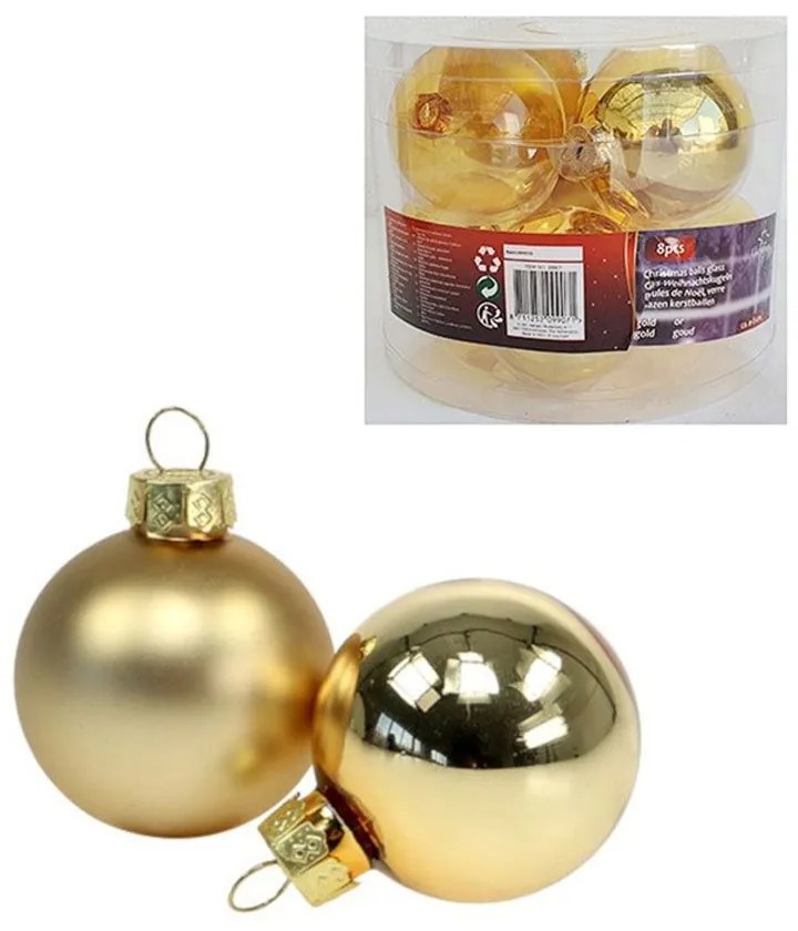 Χριστουγεννιάτικες Μπάλες 03.09907 (Σετ 12τμχ) 8cm Gold