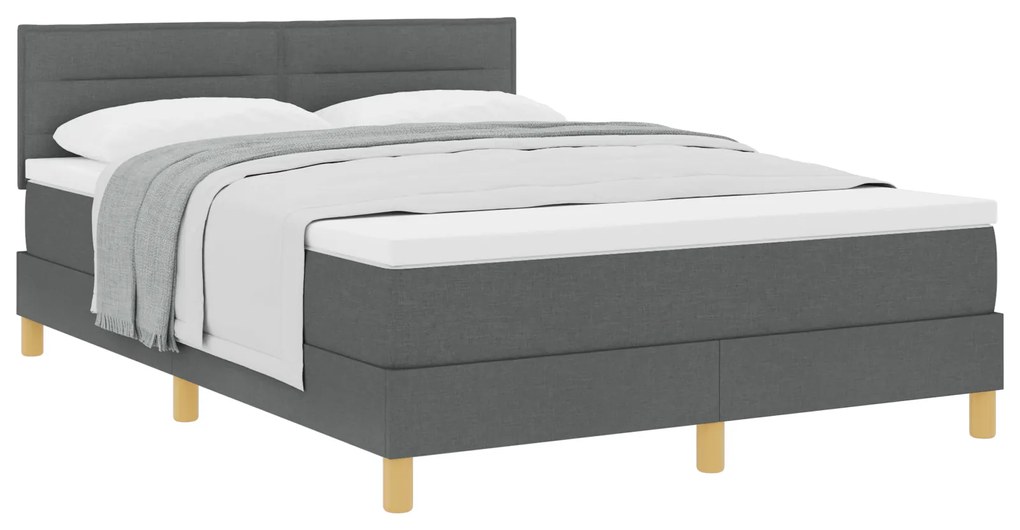 vidaXL Box Spring Κρεβάτι με Στρώμα Σκούρο Γκρι 140x190 εκ. Ύφασμα
