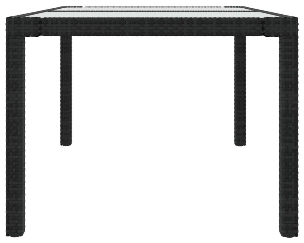 Τραπέζι Κήπου Μαύρο 150x90x75 εκ. Συνθετικό Ρατάν/Ψημένο Γυαλί - Μαύρο