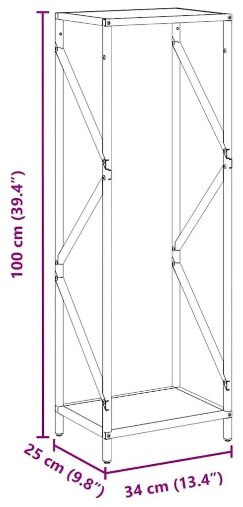 Ράφι για καυσόξυλα Λευκό 34x25x100 cm Ατσάλι ψυχρής έλασης - Λευκό