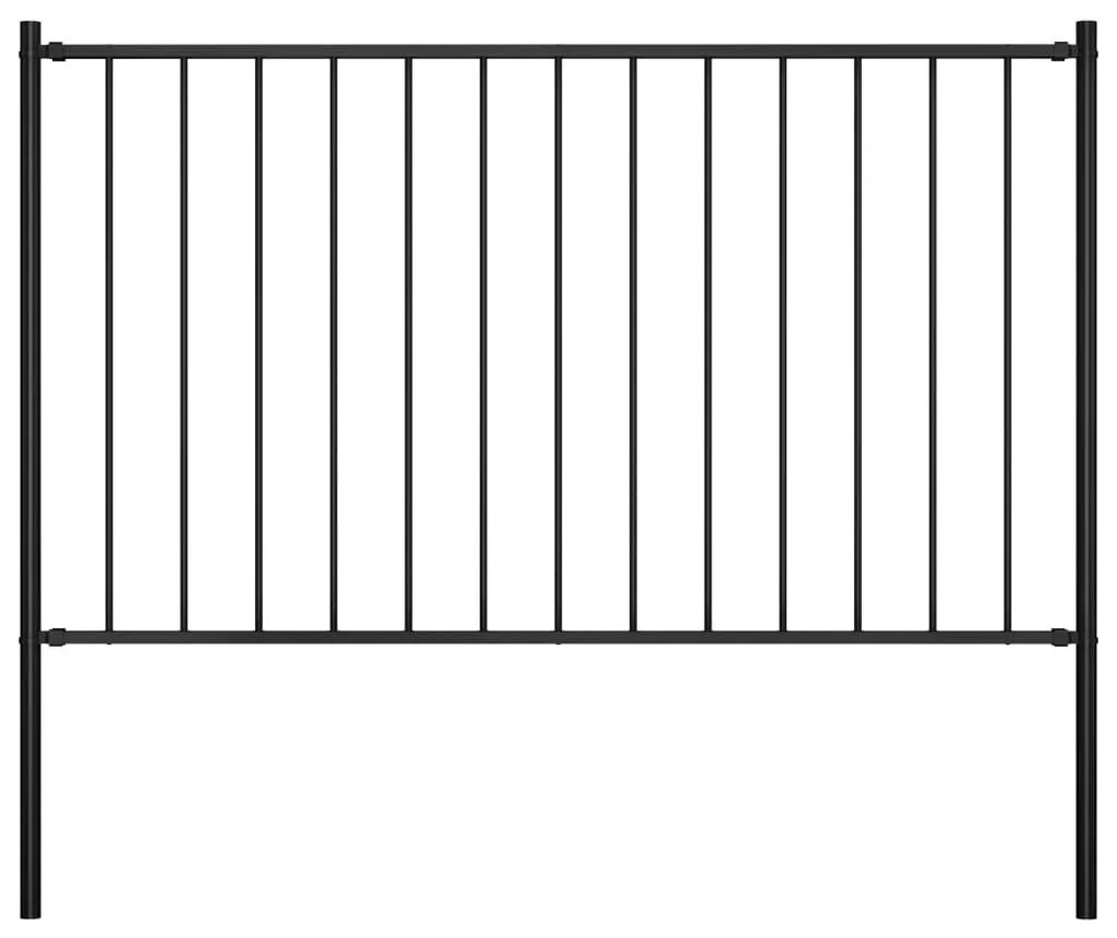 Πάνελ Περίφραξης Μαύρο 1,7x1 μ. Ατσάλι Ηλεκτρ. Βαφή + Στύλοι - Μαύρο