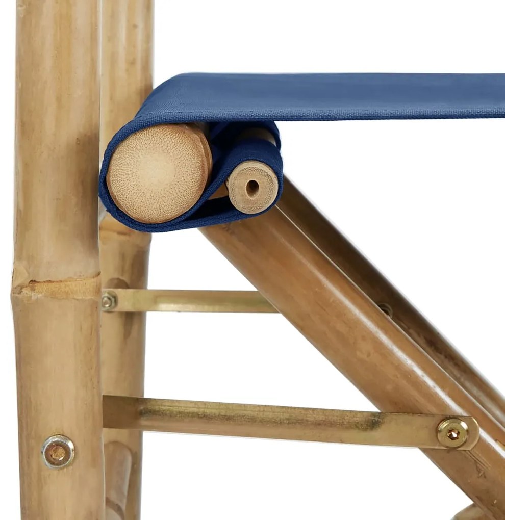 vidaXL Καρέκλες Σκηνοθέτη Πτυσσόμενες 2 τεμ. Μπλε από Μπαμπού / Ύφασμα