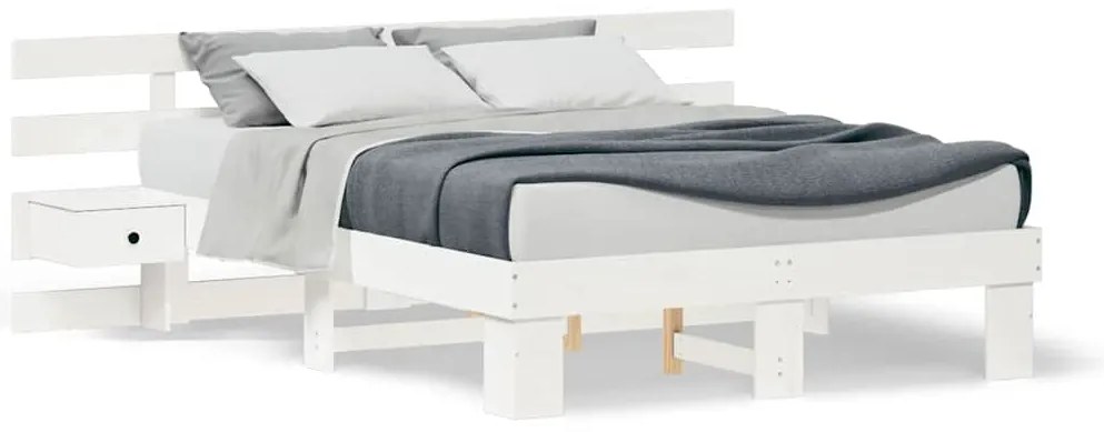 vidaXL Σκελετός Κρεβατιού με συρτάρι Λευκό 120 x 200 cm