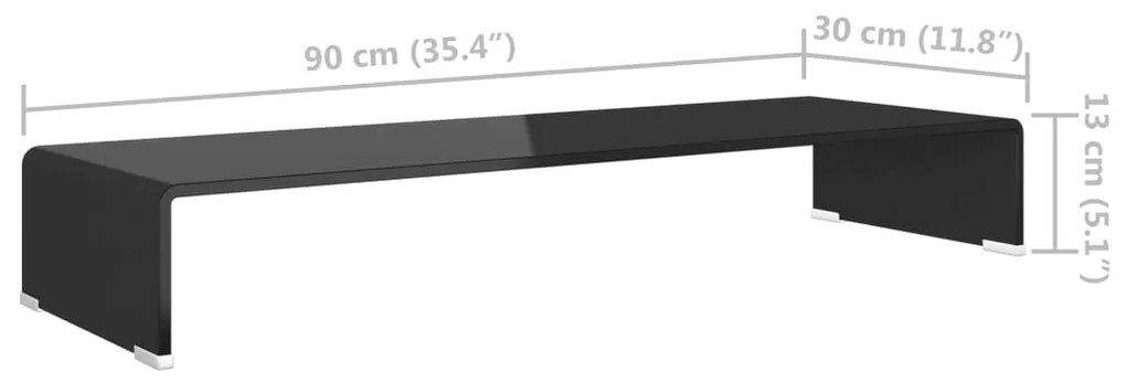 vidaXL Βάση Τηλεόρασης/Οθόνης Μαύρη 90 x 30 x 13 εκ. Γυάλινη