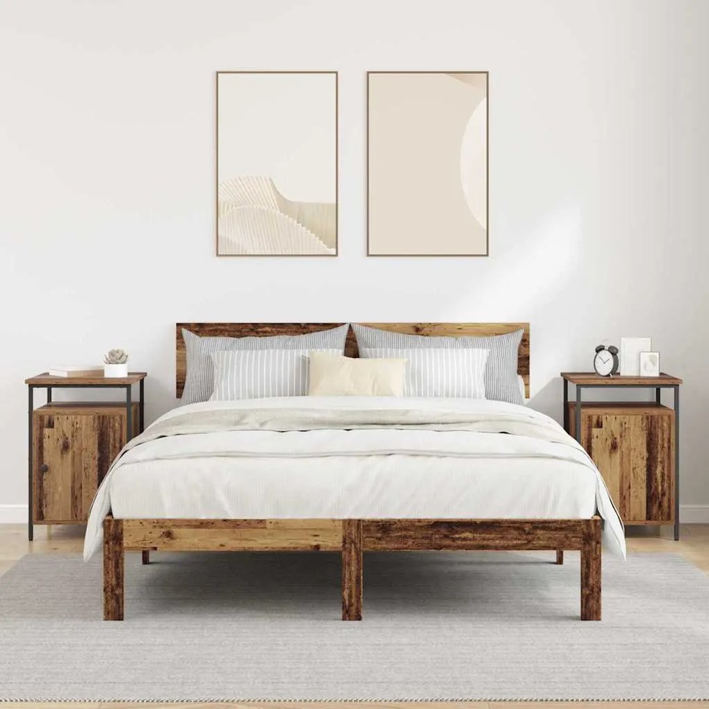 vidaXL Κομοδίνο 2 pcs Παλιό ξύλο 40 x 42 x 60 εκ. Επεξεργασμένο ξύλο