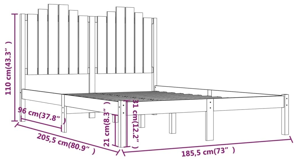 vidaXL Πλαίσιο Κρεβατιού 180x200 εκ. Μασίφ Ξύλο Πεύκου Super King Size