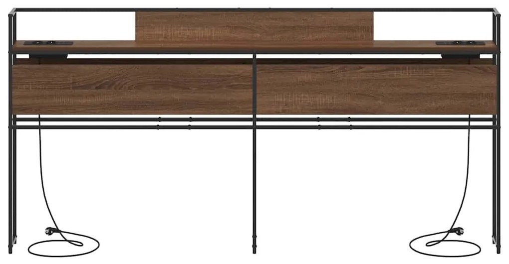 vidaXL Κεφαλάρι Αποθήκης με ράφι Καφέ δρυς 200 cm Επεξεργασμένο ξύλο