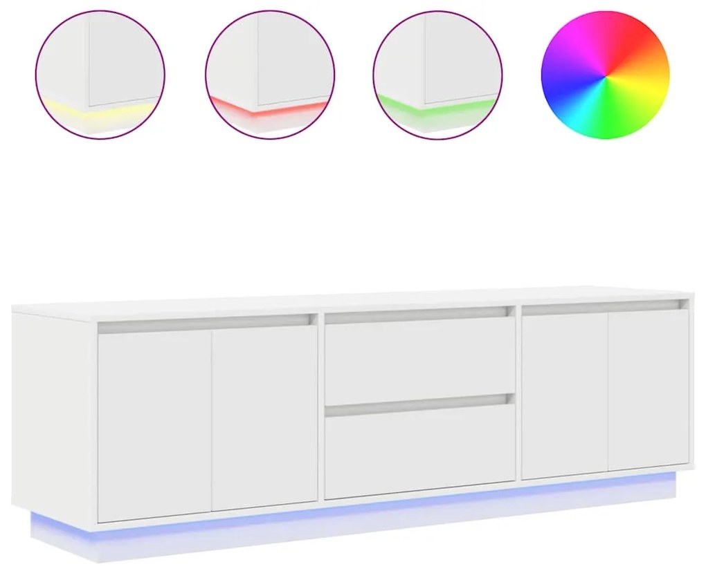 vidaXL Ντουλάπι Τηλεόρασης με LED Λευκό 160,5x41x50 εκ.