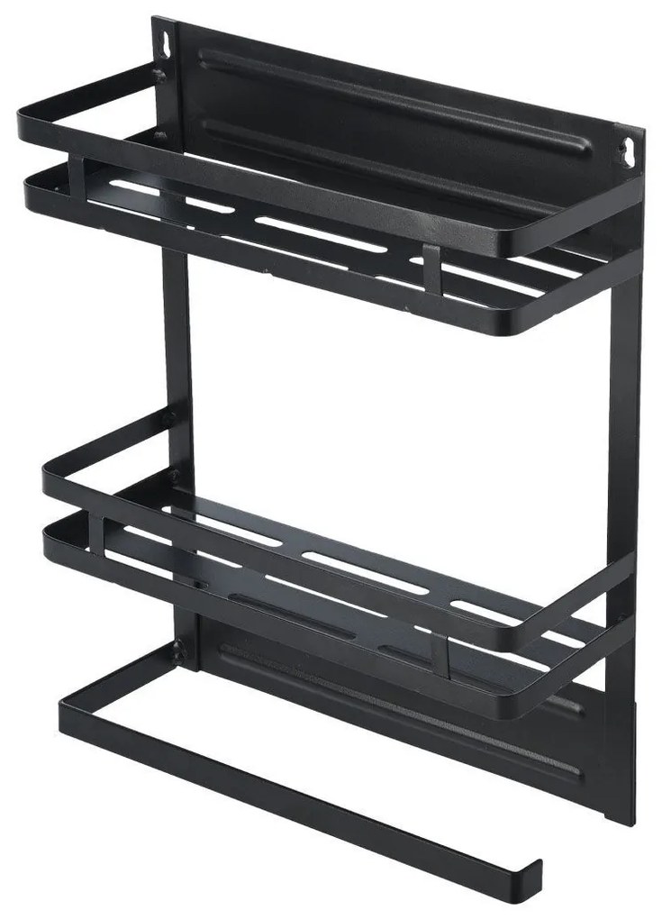 Ραφιέρα Κουζίνας Μεταλλική Διώροφη 30x11x37cm Με Βάση Για Ρολό Κουζίνας