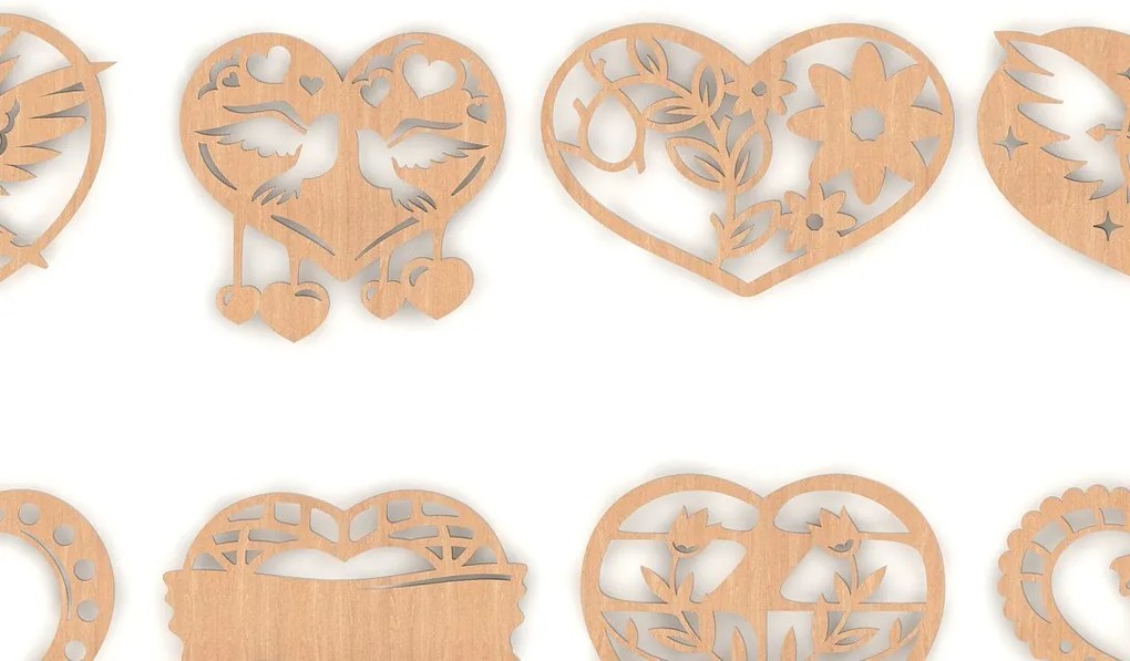 Intra απο ξύλο plywood  Χρώμα wenge 3mm-4mm πάχος - Διακοσμητικές καρδιές για διακόσμηση τοίχου από κόντρα πλακέ Δίασταση 30x20 cm INTRAFABR-117781095