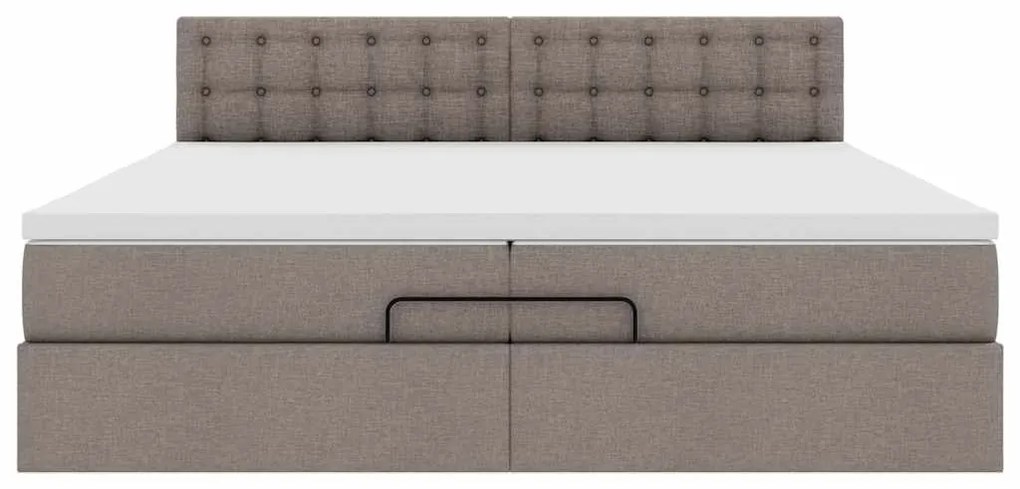 vidaXL Οθωμανικό κρεβάτι με στρώμα Taupe 200x200 cm Ύφασμα