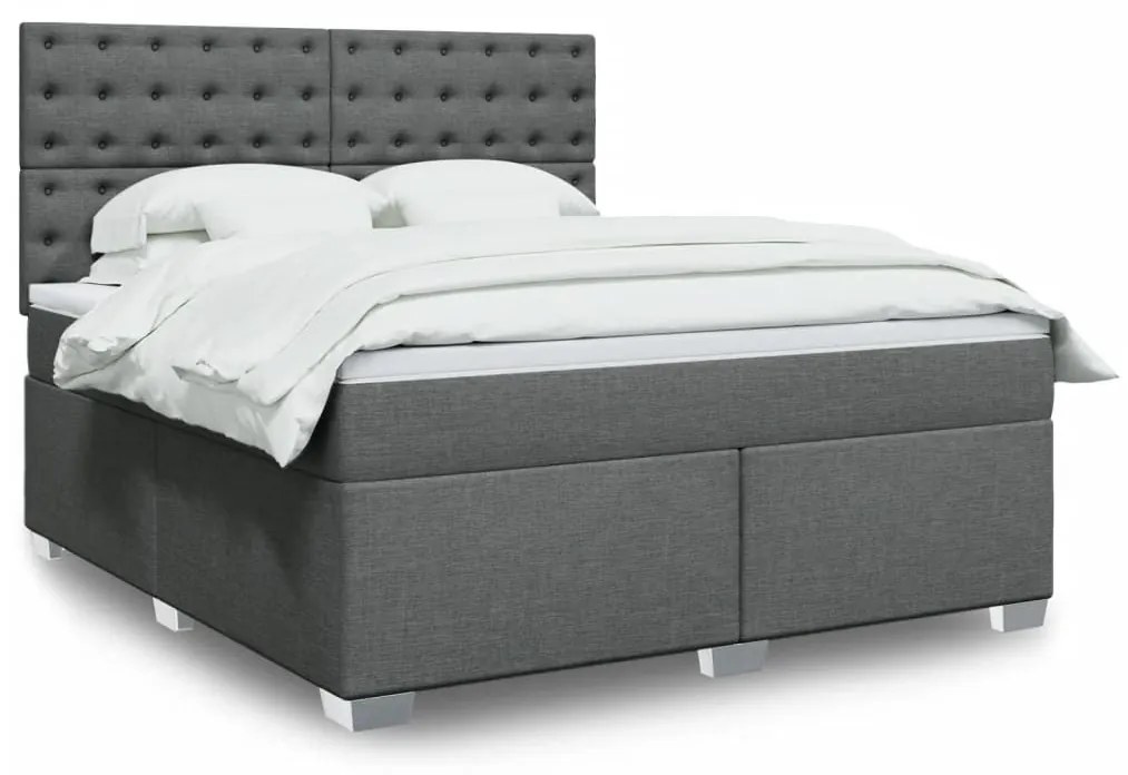 ΚΡΕΒΑΤΙ BOXSPRING ΜΕ ΣΤΡΩΜΑ ΣΚΟΥΡΟ ΓΚΡΙ 180X200 ΕΚ ΥΦΑΣΜΑΤΙΝ 3290582