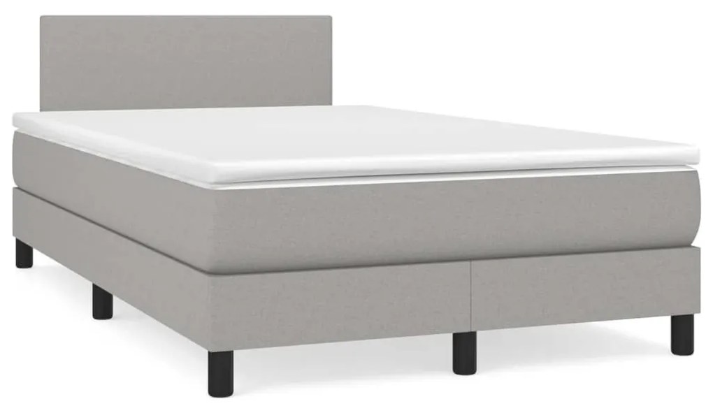 Κρεβάτι Boxspring με Στρώμα Ανοιχτό Γκρι 120x200 εκ. Υφασμάτινο - Γκρι