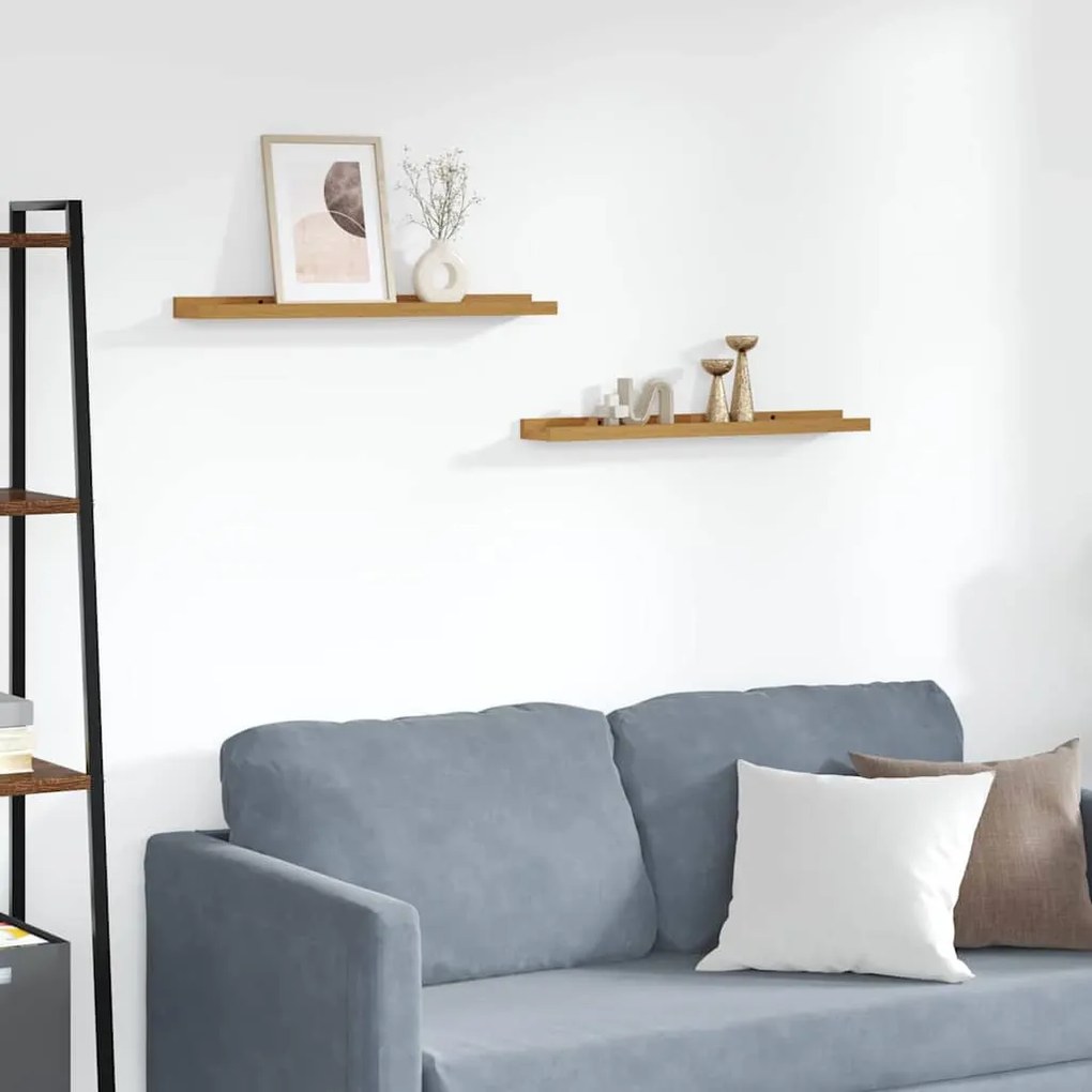 Ράφι Τοίχου με ράφι 2 pcs Μπεζ 60 x 9 x 3 cm Επεξεργασμένο ξύλο