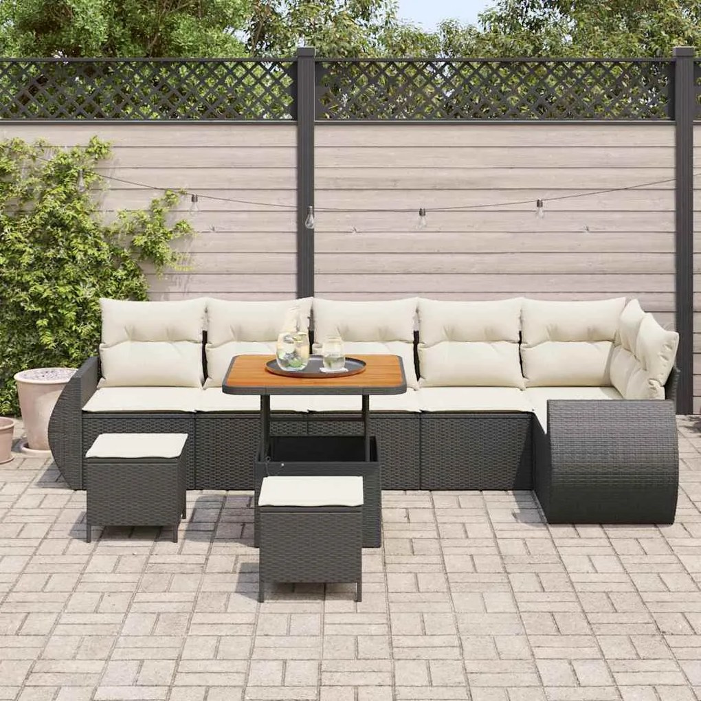 vidaXL Σετ Καναπέ Κήπου 9 pcs Μαύρο συνθετικό ρατάν