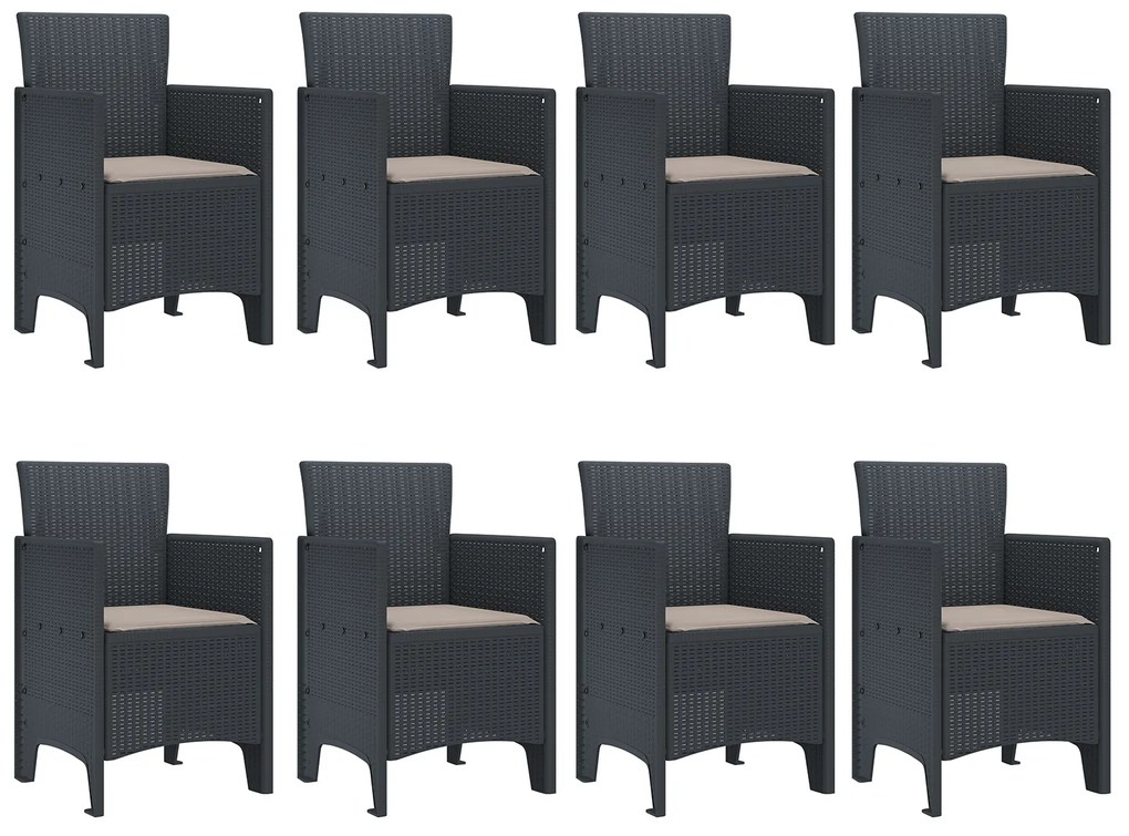 vidaXL Σετ Σερβίρισματος Κήπου 9 pcs Ανθρακί 250 x 100 x 73 εκ