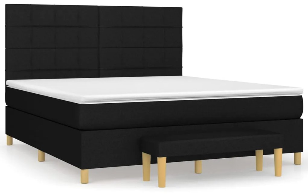 Κρεβάτι Boxspring με Στρώμα Μαύρο 160x200 εκ. Υφασμάτινο - Μαύρο