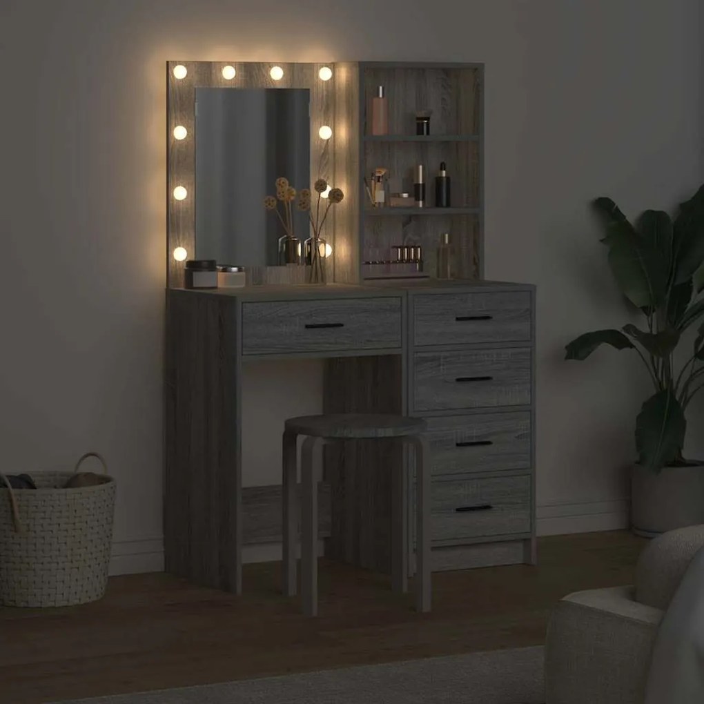 vidaXL Τραπέζι περιποίησης με συρτάρι 2 pcs Γκρι 50 x 41 x 135 εκ