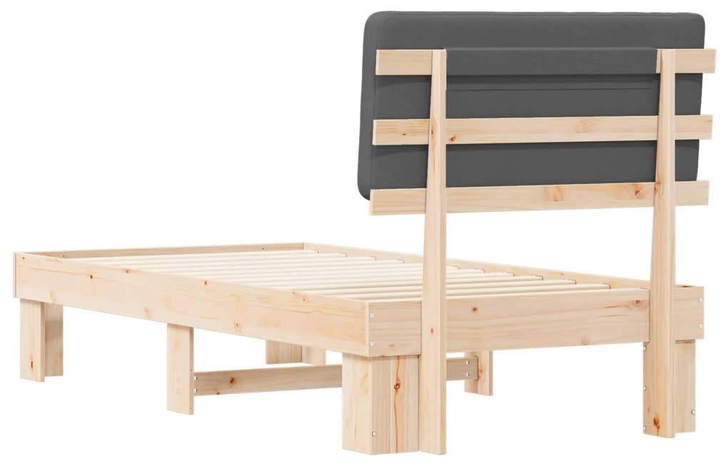 vidaXL Σκελετός Κρεβατιού με Επενδεδυμένο Κεφαλάρι Σκούρο Γκρι