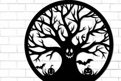 Intra απο ξύλο plywood  Χρώμα wenge 3mm-4mm πάχος - Halloween Decor Wall Δίασταση 15x15 cm INTRAFABR-28101527