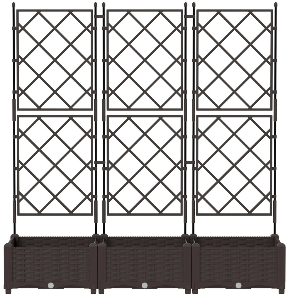 vidaXL gataXL Γλάστρα Κήπου με Πλέγμα 3 τμχ Καφέ 120x40x125.5 εκ.