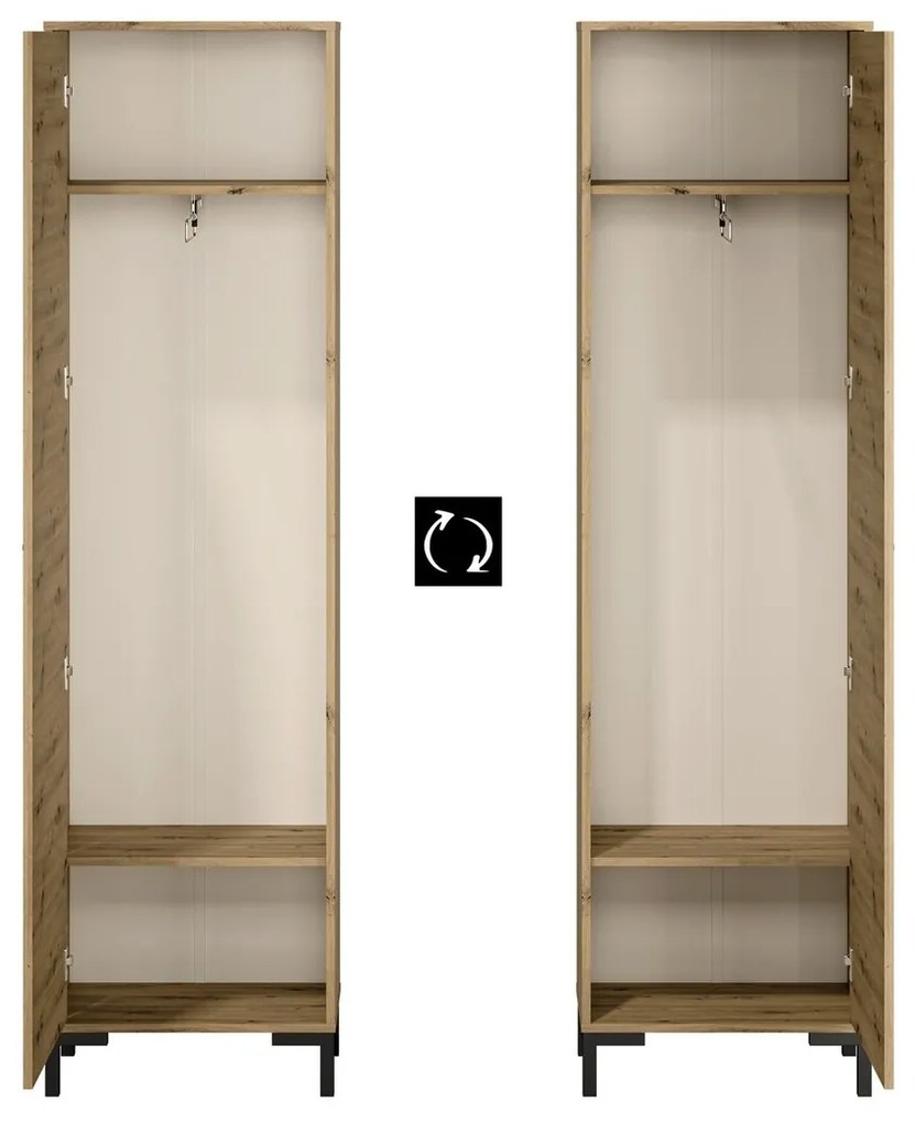 Σετ διαδρόμου Madison R109, Καθρέφτης, Artisan δρυς, Μαύρο, Πλαστικοποιημένη μοριοσανίδα, Τοίχου, Εντοιχισμένη