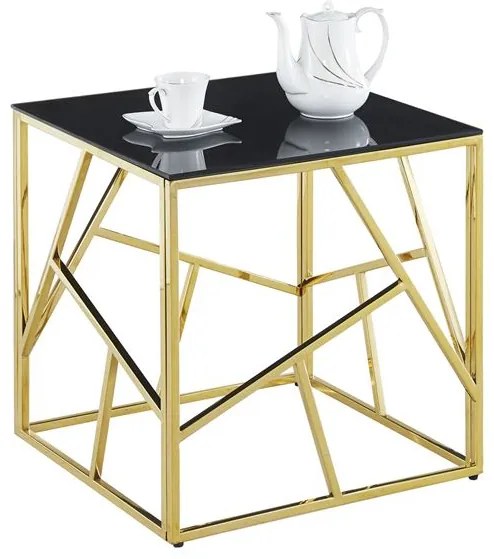 ΒΟΗΘΗΤΙΚΟ ΤΡΑΠΕΖΑΚΙ JANA ΜΕ ΜΑΥΡΟ ΓΥΑΛΙ ΚΑΙ ΕΠΙΧΡΥΣΗ ΒΑΣΗ 55X55Χ55Y EK.HM8619.01