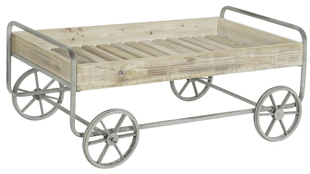 Βοηθητικό Τραπέζι DKD Home Decor Γκρι Φυσικό Μέταλλο Έλατο ξύλο ελάτου 110 x 67 x 46 cm