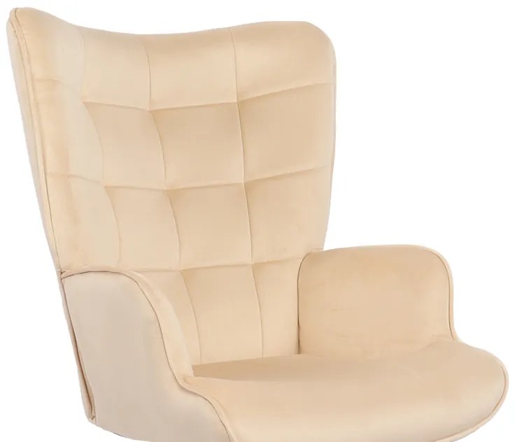 Καρέκλα γραφείου διευθυντή Lobima pakoworld περιστρεφόμενη κρεμ βελούδο 68x71x105-112εκ