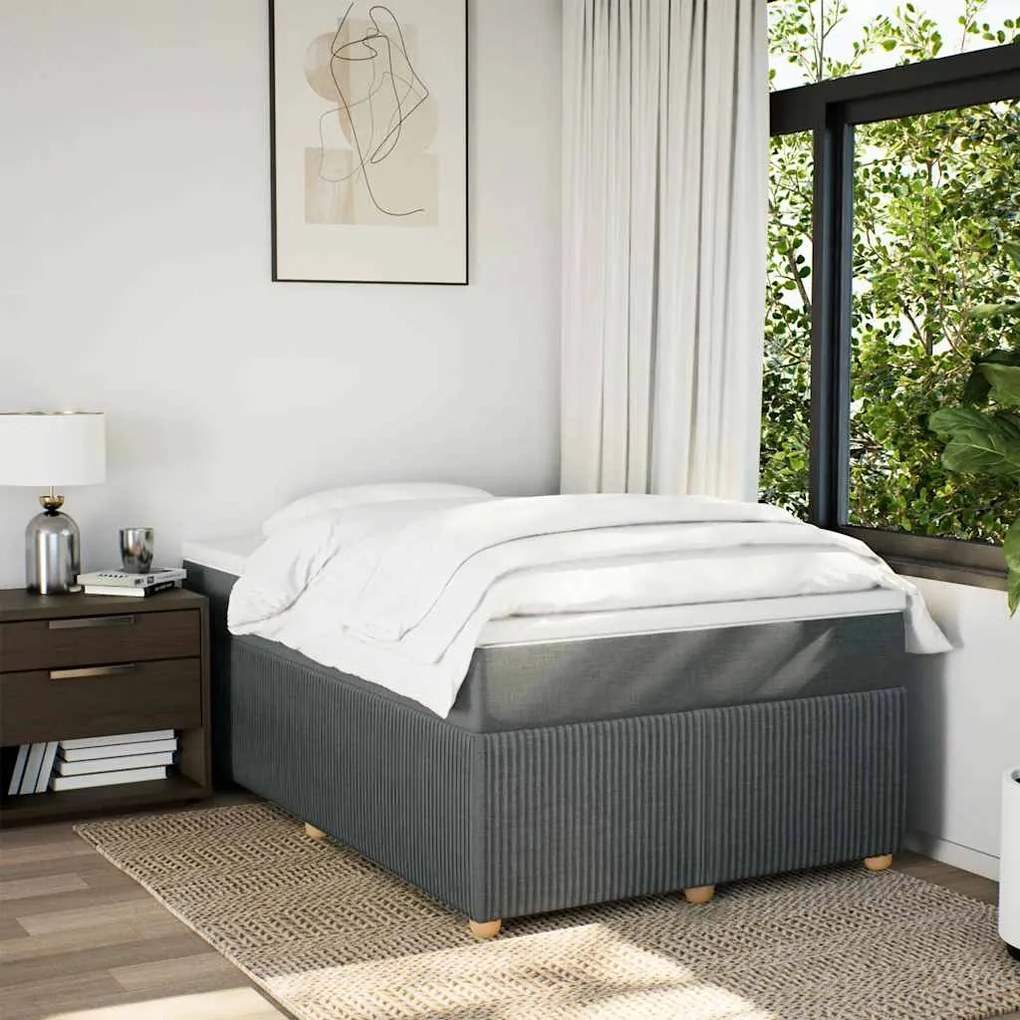 vidaXL Κρεβάτι Boxspring με Στρώμα Σκούρο Γκρι 120x190 εκ Υφασμάτινο