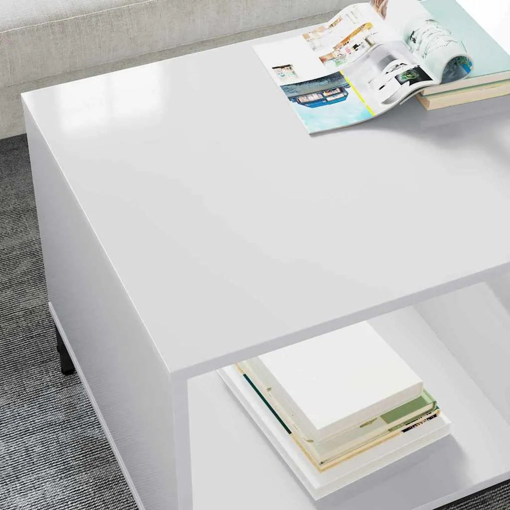 vidaXL Τραπεζάκι σαλονιού Γυαλιστερό λευκό 90 x 49 x 46 εκ.