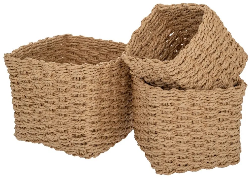 Καλάθι Σετ 3τμχ Πλεκτό Natural 19x18x12εκ.-18x15x10εκ.-13x13x9εκ. iliadis 90160