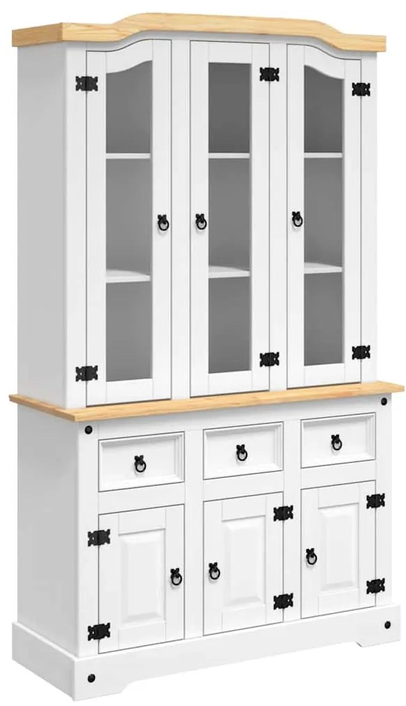 vidaXL Βιτρίνα Corona Λευκή 112 x 43 x 196 εκ. από Μασίφ Ξύλο Πεύκου