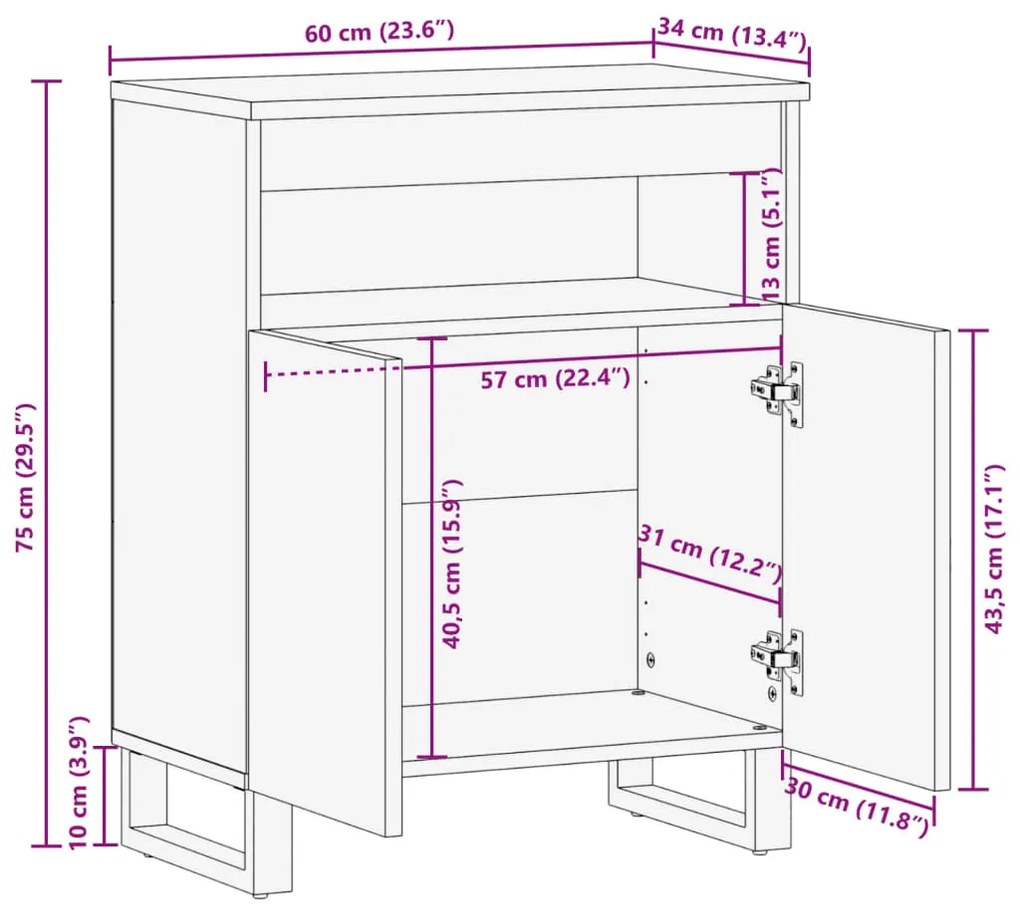 ΝΤΟΥΛΑΠΙ 60 X 34 X 75 ΕΚ. ΑΠΟ ΜΑΣΙΦ ΞΥΛΟ ΑΚΑΚΙΑΣ 377560