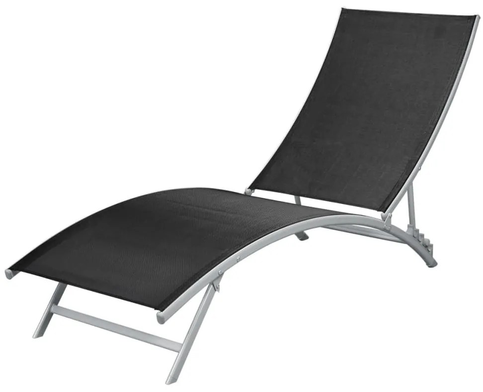 vidaXL Ξαπλώστρα Μαύρη από Ατσάλι και Textilene
