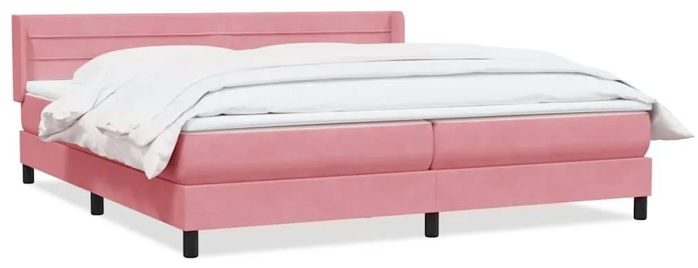 vidaXL Κρεβάτι Boxspring με Στρώμα Ροζ 200x210 εκ. Βελούδινο