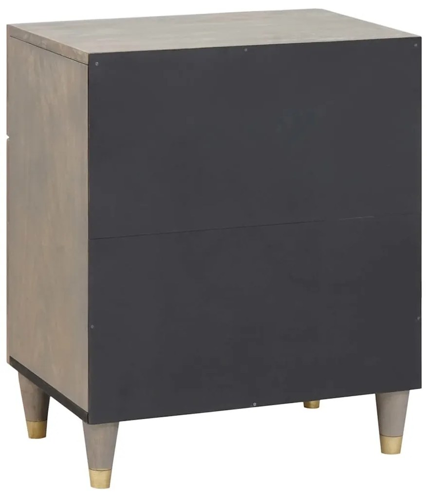 vidaXL Κομοδίνο με συρτάρι Γκρι 50 x 33 x 60 εκ Μασίφ ξύλο μάνγκο