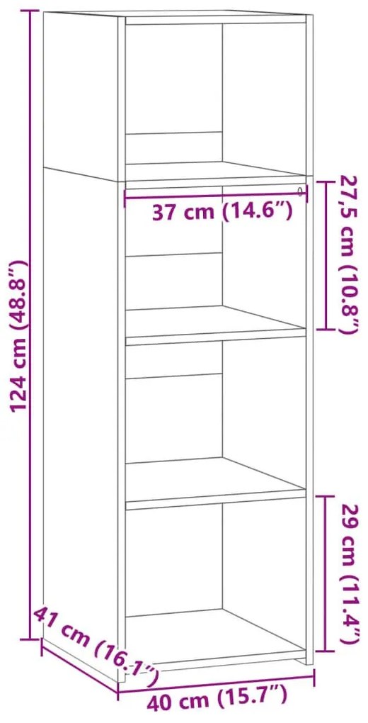 Ντουλάπι Γκρι Σκυροδέματος 40x41x124 εκ. από Επεξεργασμένο Ξύλο - Γκρι