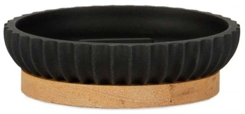 Σαπουνοθήκη LBTAH-BA72041 12x3cm Black-Natural Andrea House Polyresin,Wood