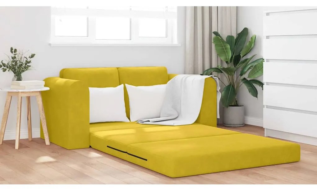 vidaXL Κρεβάτι καναπές Κίτρινο 148 x 71 x 83 εκ. Βελούδο